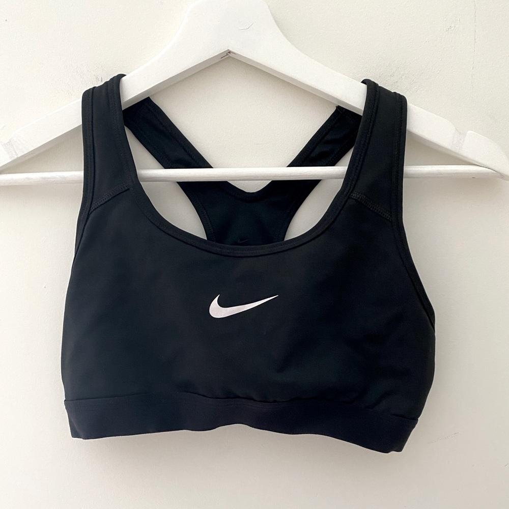Black Nike Sports Bra w/ White Logo
